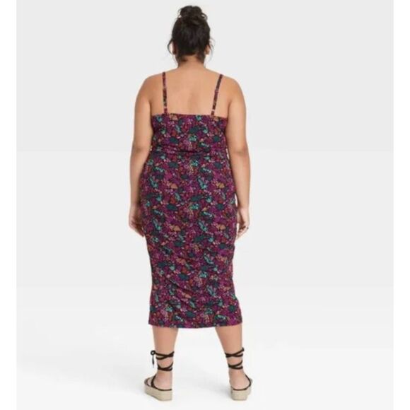 NWT NEW Plus Sz 3X Stretchy Adjustable Straps Lined Midi Sun Dress AVA & VIV - Picture 3 of 7